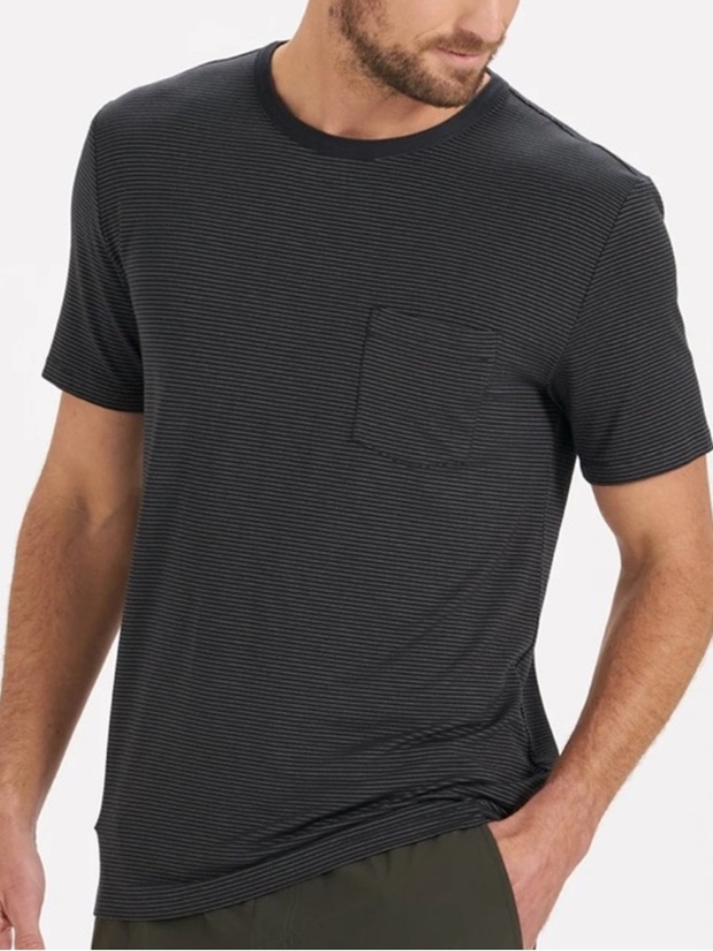 Vuori Linear Tech Performance T Shirt Stripe Black Grey Large